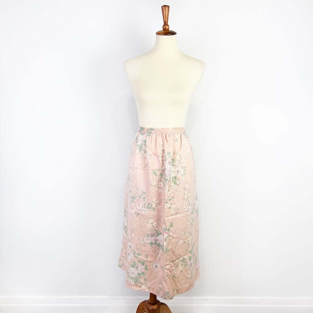 Vintage Alfred Dunner pastel pink floral midi skirt size 32 Size Large XL